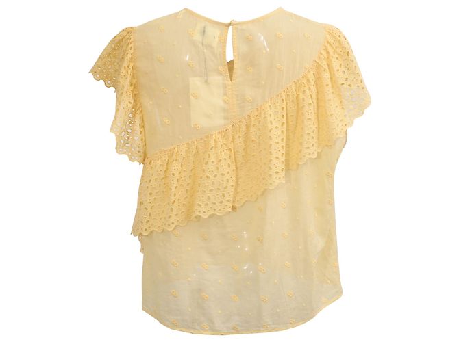 Blusa Isabel Marant Etoile Sorani de algodón amarillo con bordado inglés - vista 3