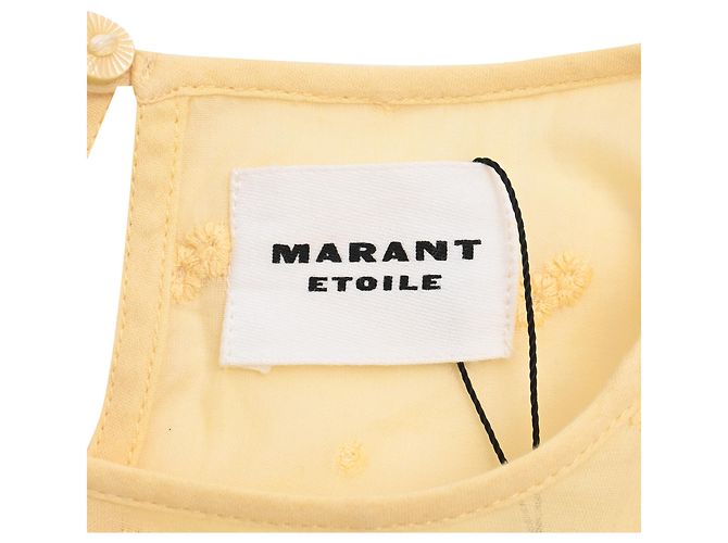 Blusa Isabel Marant Etoile Sorani de algodón amarillo con bordado inglés - vista 4