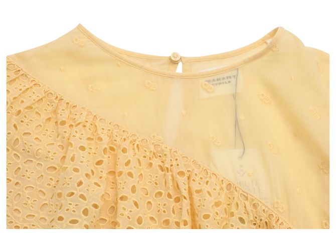 Blusa Isabel Marant Etoile Sorani de algodón amarillo con bordado inglés - vista 5