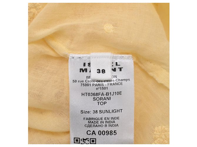 Blusa Isabel Marant Etoile Sorani de algodón amarillo con bordado inglés - vista 6