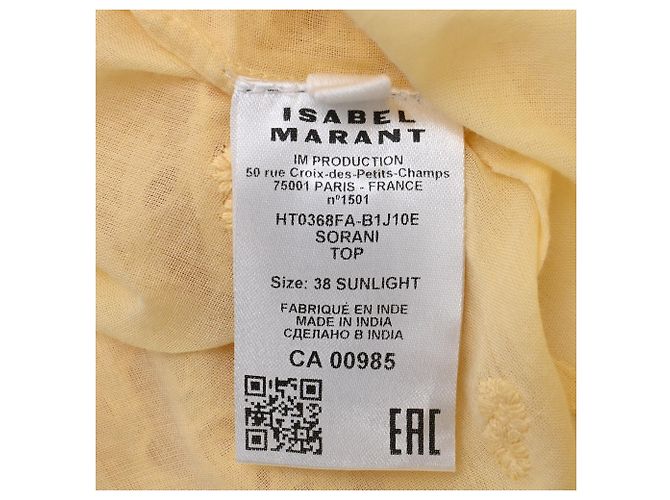 Blusa Isabel Marant Etoile Sorani de algodón amarillo con bordado inglés - vista 7