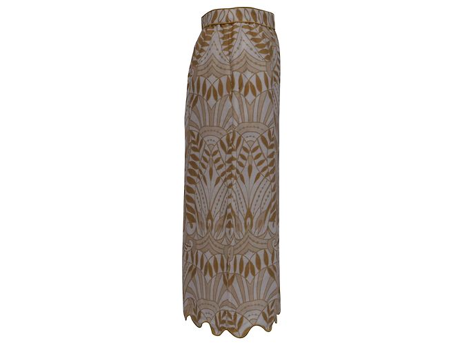 Falda midi estampada Farm Rio en lino beige - vista 2