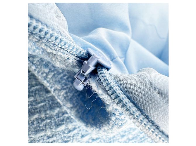 Chanel Tweed-Minirock aus hellblauer Wolle - Ansicht 10