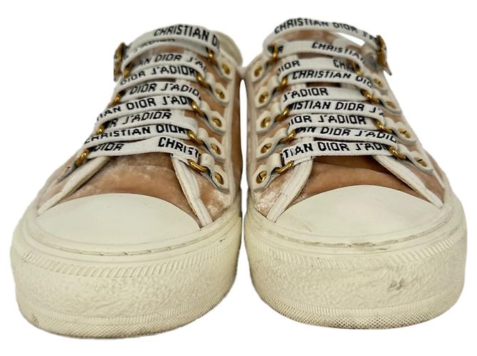Sneakers basse Christian Dior Walk'n'Dior in velluto marrone - vista 2