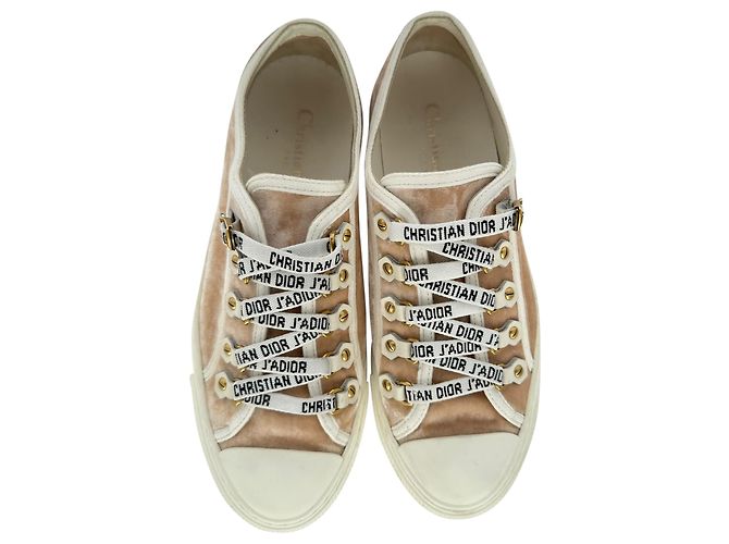 Sneakers basse Christian Dior Walk'n'Dior in velluto marrone - vista 4