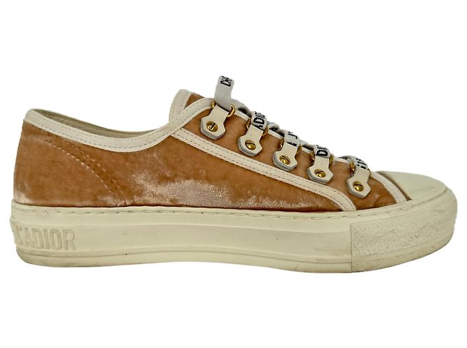 Sneakers basse Christian Dior Walk'n'Dior in velluto marrone - vista 6