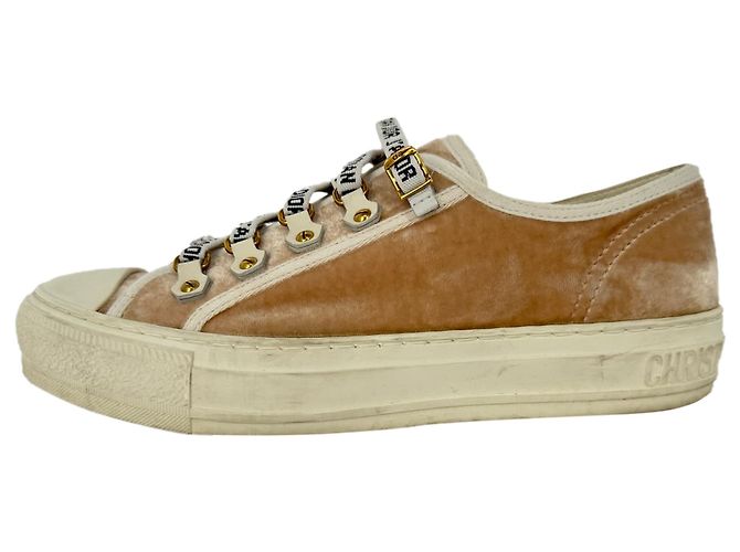 Sneakers basse Christian Dior Walk'n'Dior in velluto marrone - vista 7