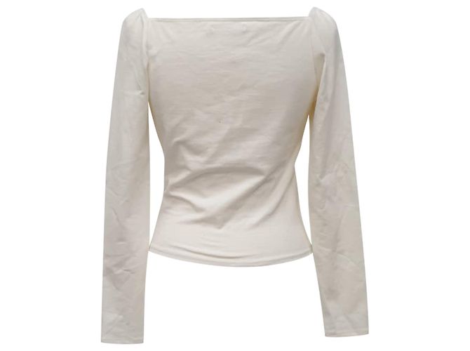Top de manga larga cruzado Reformation Jeans en algodón blanco - vista 2