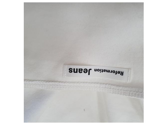 Top de manga larga cruzado Reformation Jeans en algodón blanco - vista 4
