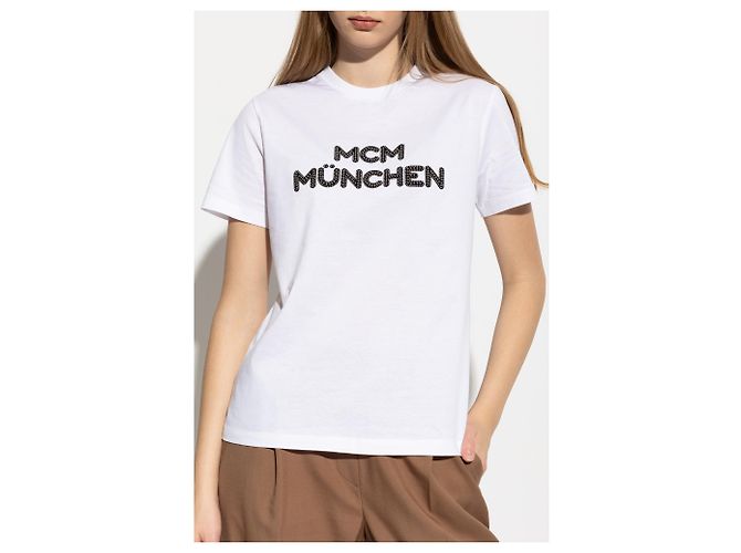 Camiseta blanca MCM Logo de algodón - vista 3