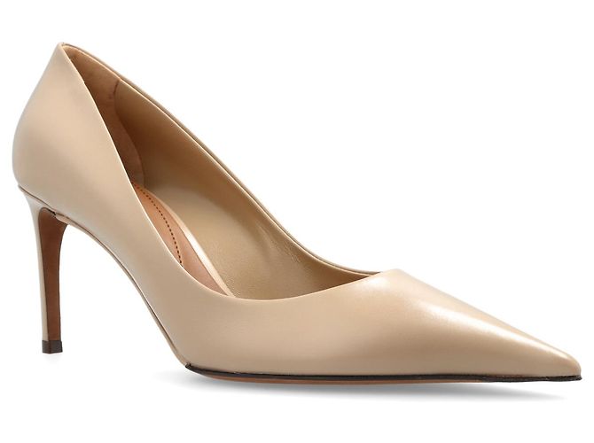 Décolleté con tacco a spillo Dolce & Gabbana in pelle marrone e beige - vista 2