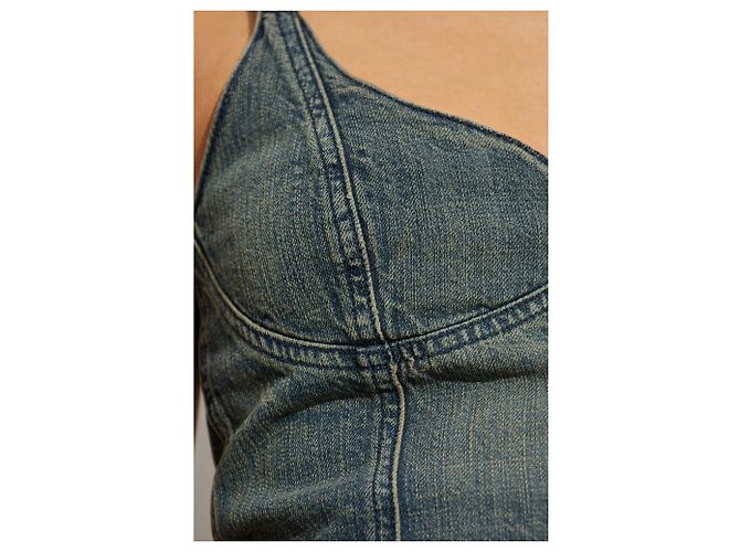 Top cropped de denim azul Balenciaga - vista 3