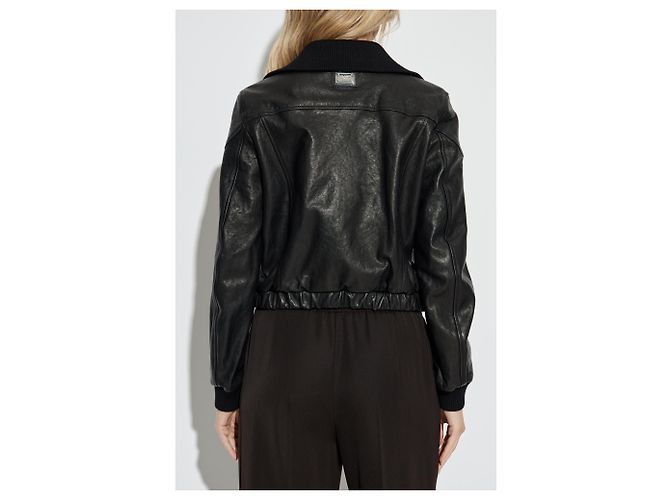 Dolce & Gabbana Schwarze Lammleder Bomberjacke - Ansicht 2