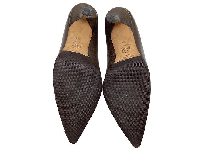 Décolleté a punta Jimmy Choo in pelle di struzzo marrone - vista 8