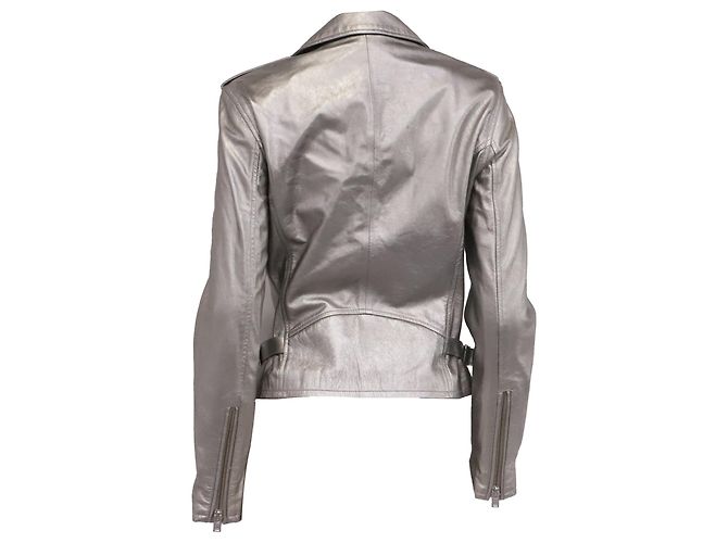 Iro Newhan Bikerjacke aus silbernem Lammleder - Ansicht 4