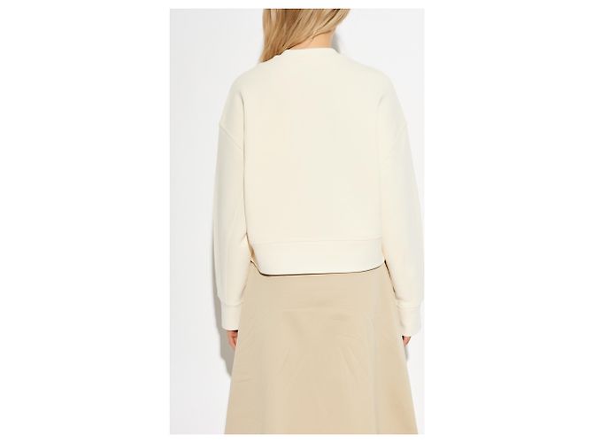 Moncler Sweatshirt mit Logo Stickerei Baumwolle Creme - Ansicht 2