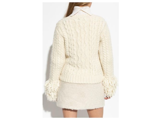 Moncler Wollcardigan mit Zopfmuster creme - Ansicht 2
