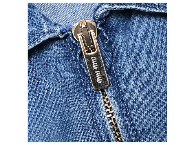 Chaqueta Blouson Miu Miu de chambray en algodón azul - vista 11