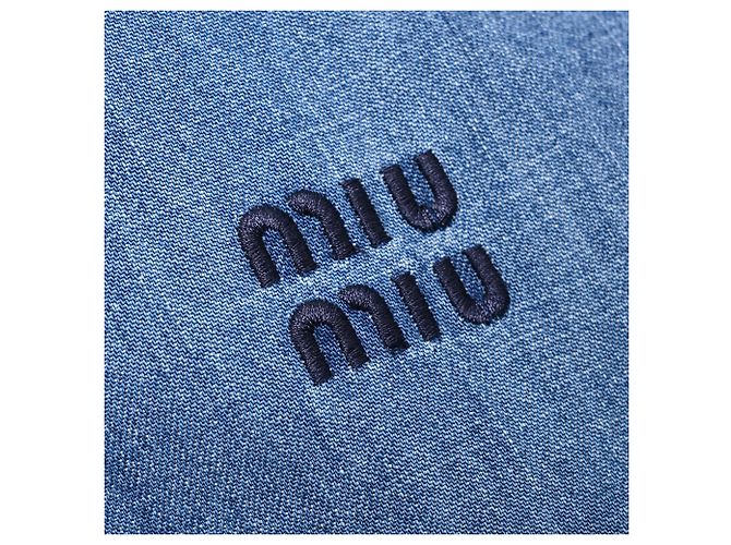 Chaqueta Blouson Miu Miu de chambray en algodón azul - vista 12