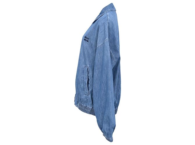 Chaqueta Blouson Miu Miu de chambray en algodón azul - vista 2