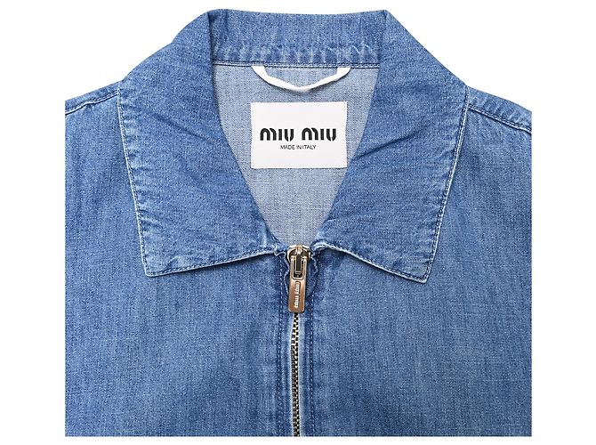Chaqueta Blouson Miu Miu de chambray en algodón azul - vista 4