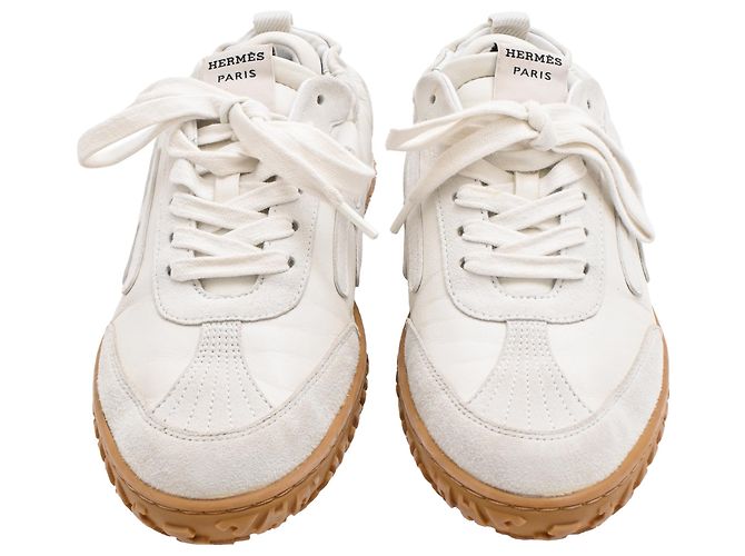 Baskets Hermès Jet en daim blanc - vue 2