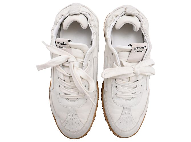 Baskets Hermès Jet en daim blanc - vue 5