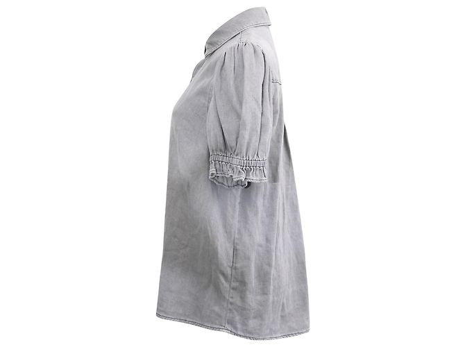 Blusa de algodón gris con botones y mangas abullonadas Ba&Sh - vista 2