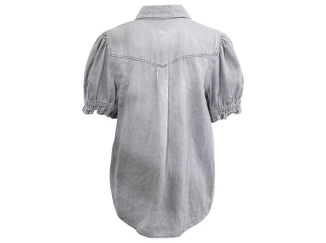 Blusa de algodón gris con botones y mangas abullonadas Ba&Sh - vista 3