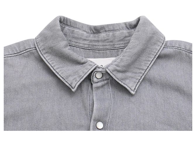 Blusa de algodón gris con botones y mangas abullonadas Ba&Sh - vista 5
