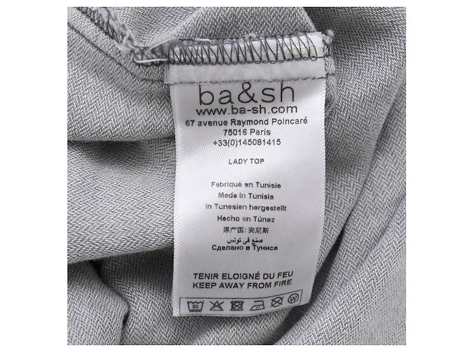 Blusa de algodón gris con botones y mangas abullonadas Ba&Sh - vista 6