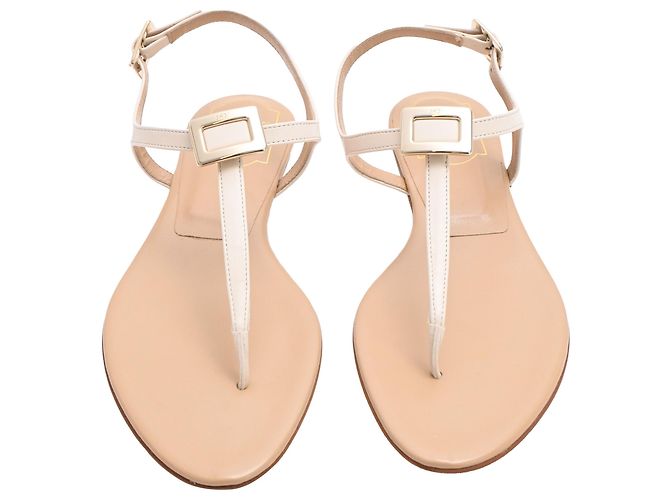 Sandali con cinturino a T Roger Vivier in pelle bianca - vista 2