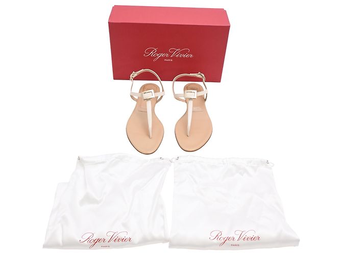 Sandali con cinturino a T Roger Vivier in pelle bianca - vista 8