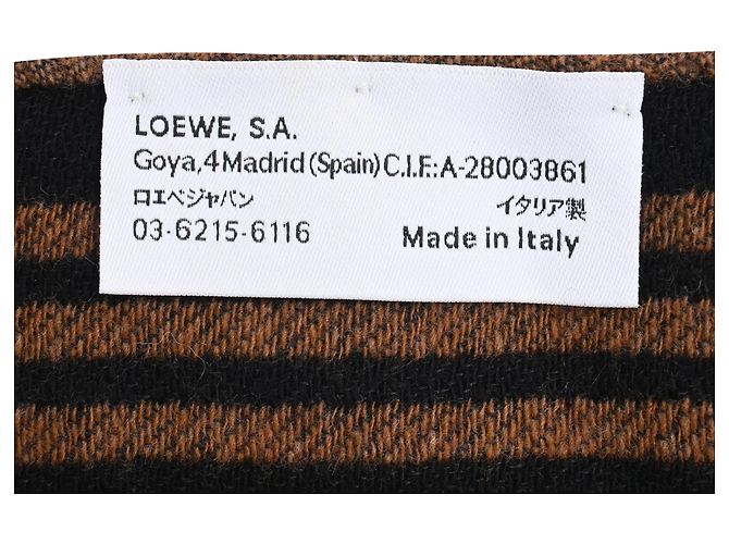 Loewe Anagram doppelseitiger Schal aus schwarzer und brauner Wolle - Ansicht 3