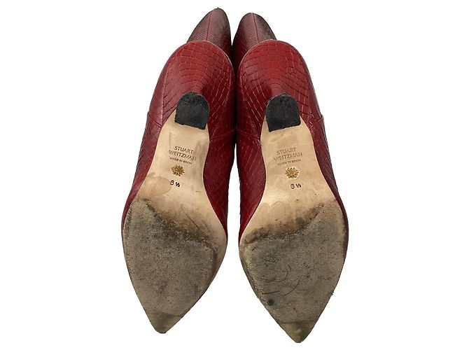 Botas altas Stuart Weitzman Parton efecto cocodrilo en cuero Burgundy - vista 5