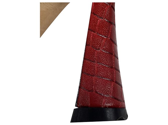 Botas altas Stuart Weitzman Parton efecto cocodrilo en cuero Burgundy - vista 9