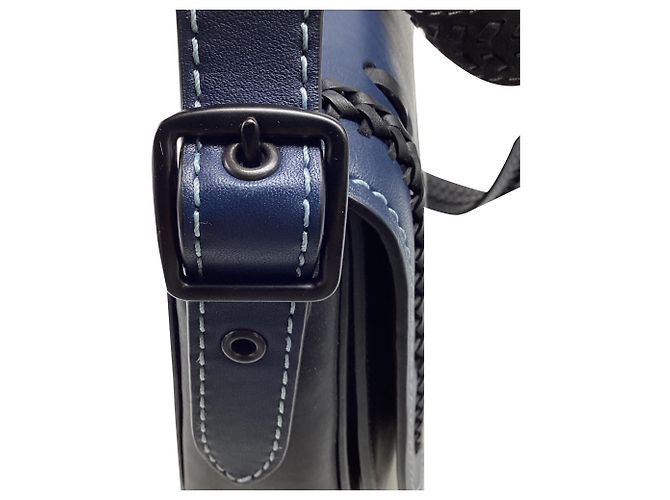 Borsa a tracolla Coach 1941 Saddle 23 in pelle blu navy - vista 15