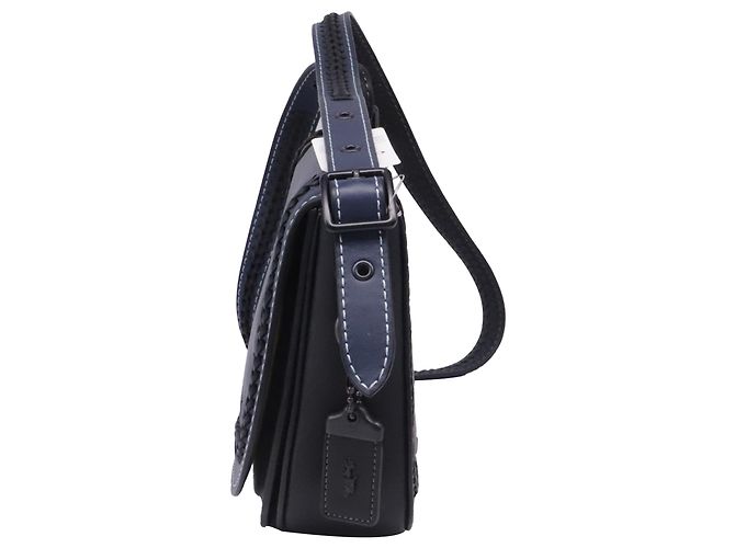 Borsa a tracolla Coach 1941 Saddle 23 in pelle blu navy - vista 3