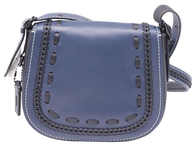 Borsa a tracolla Coach 1941 Saddle 23 in pelle blu navy - vista 4