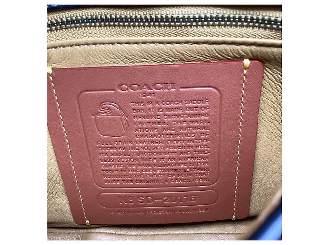 Borsa a tracolla Coach 1941 Saddle 23 in pelle blu navy - vista 7