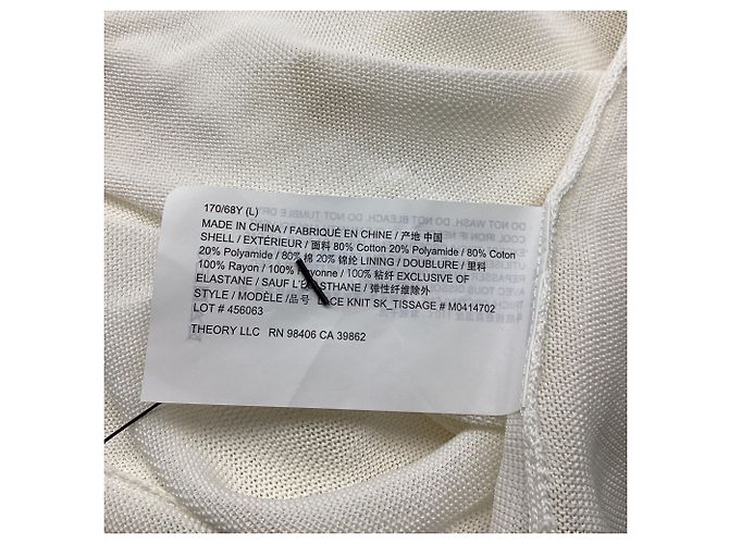 Falda midi de encaje de punto Theory en algodón marfil - vista 4