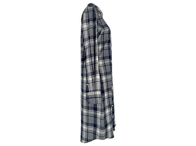 Thom Browne Plaid Midi Hemdkleid aus dunkelblauer Baumwolle - Ansicht 2