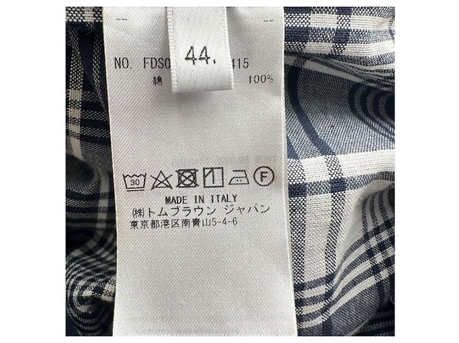 Thom Browne Plaid Midi Hemdkleid aus dunkelblauer Baumwolle - Ansicht 6