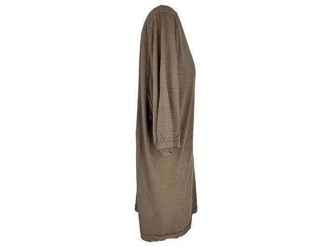 T-shirt Oversized Rick Owens in cotone beige - vista 3