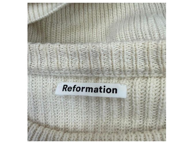Reformation Rundhalspullover aus baumwollfarbenem Elfenbein - Ansicht 4