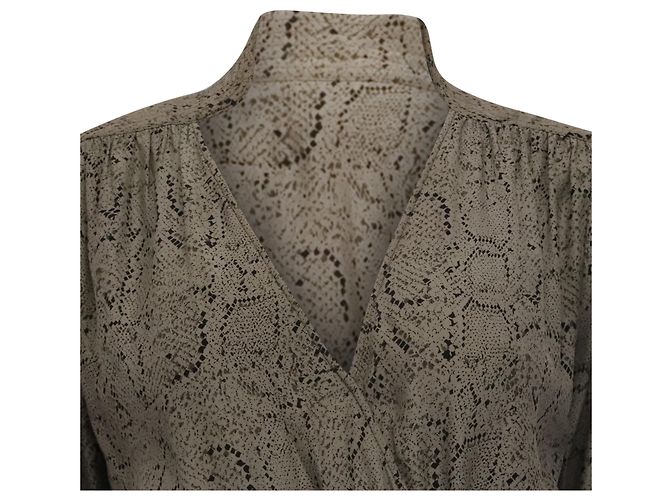 Autre Marque Mini abito Parker con stampa pitone in seta beige - vista 2