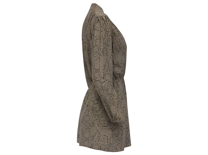 Autre Marque Mini abito Parker con stampa pitone in seta beige - vista 3