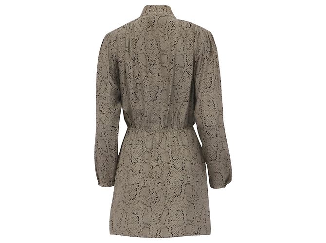 Autre Marque Mini abito Parker con stampa pitone in seta beige - vista 4