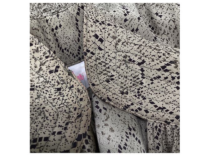 Autre Marque Mini abito Parker con stampa pitone in seta beige - vista 5