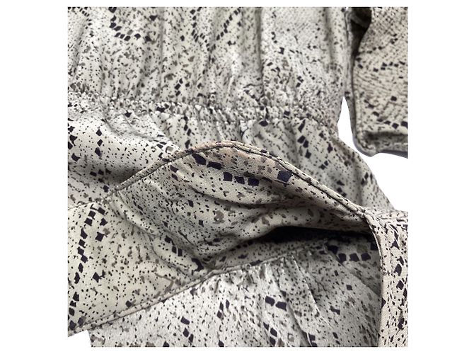 Autre Marque Mini abito Parker con stampa pitone in seta beige - vista 8